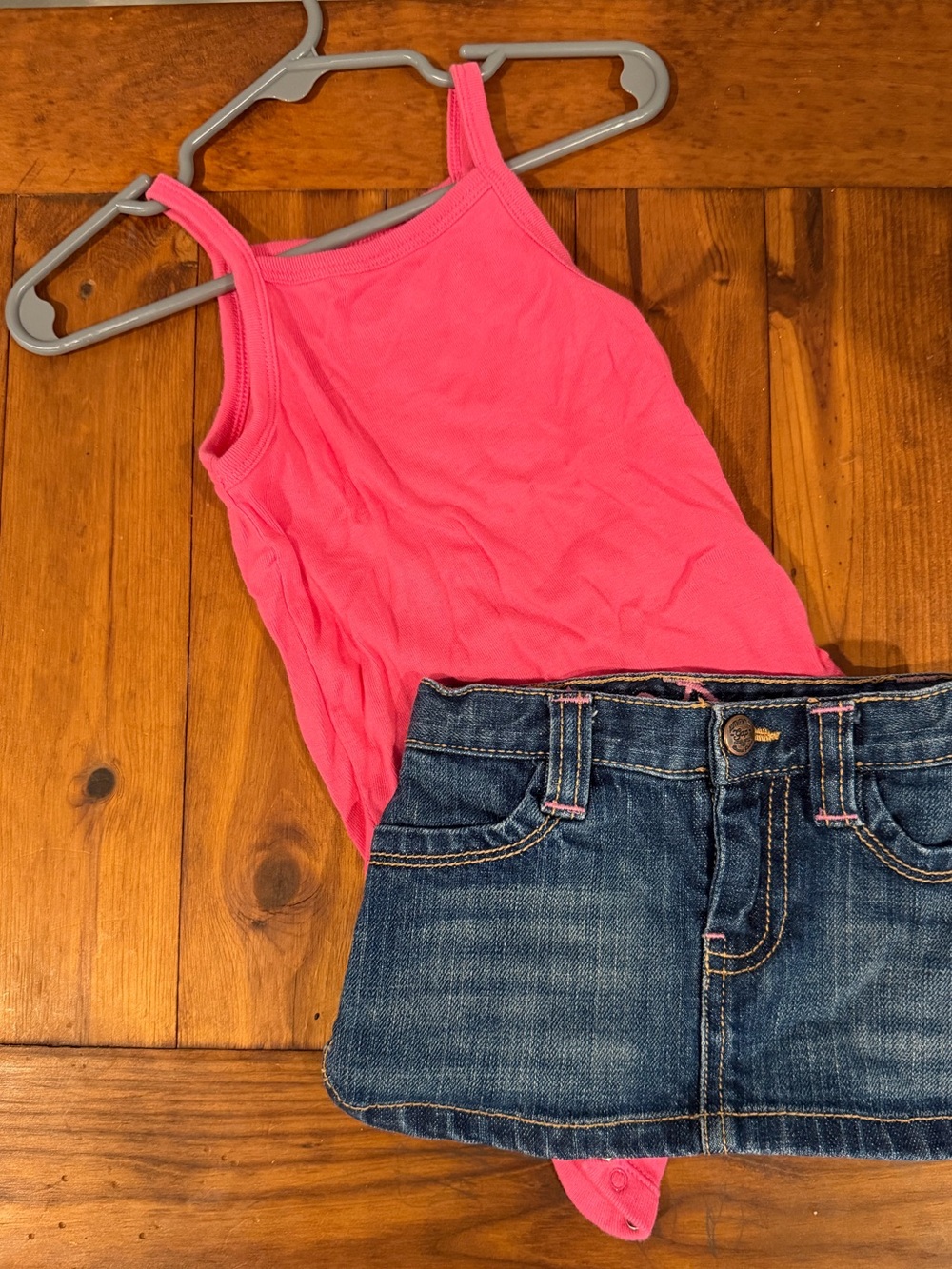 2 Piece Bundle Baby Gap Denim Mini Skirt & Old Navy Pink Tank 12-18 Months